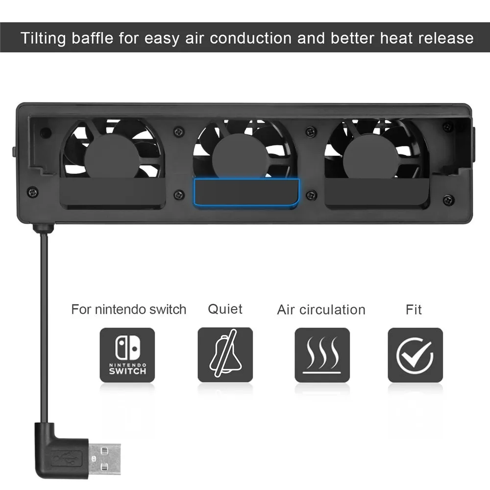 ปรับอุณหภูมิสถานีควบคุม3-Fan Dock Mount คอนโซล Cooler ความร้อนไอเสียระบายอากาศสำหรับ Nintendo Switch