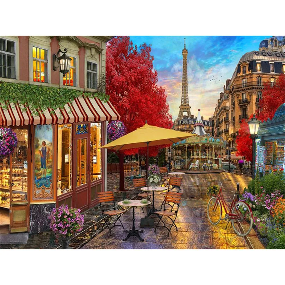 

Landscape Village Stree Eiffel Tower 11CT Cross-Stitch DIY Embroidery Kit Handiwork Sewing Handicraft Hobby Gift Magic Stamped