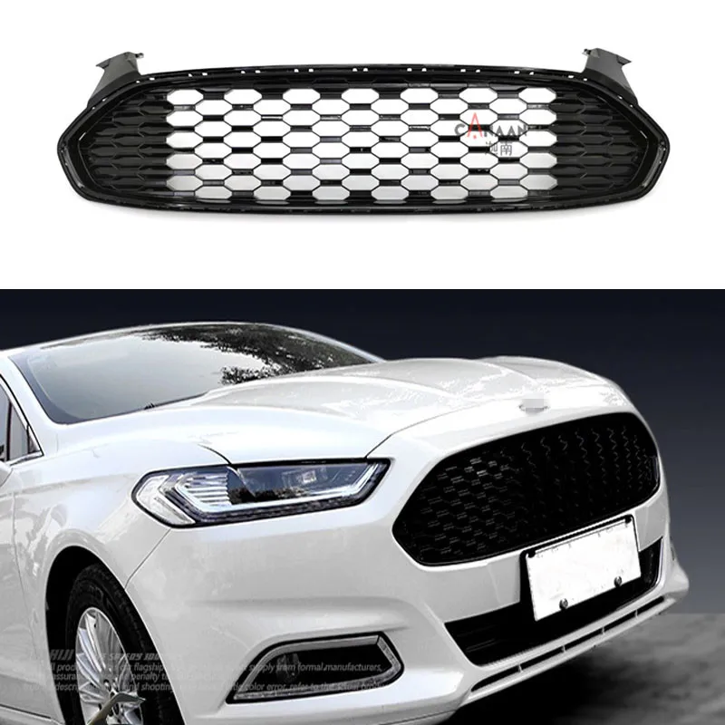 Car Styling Black Front Bumper Racing Grille Fit For Ford Fusion Mondeo 2013 2014 2015 2016 Bezel Honeycomb Mesh Grille