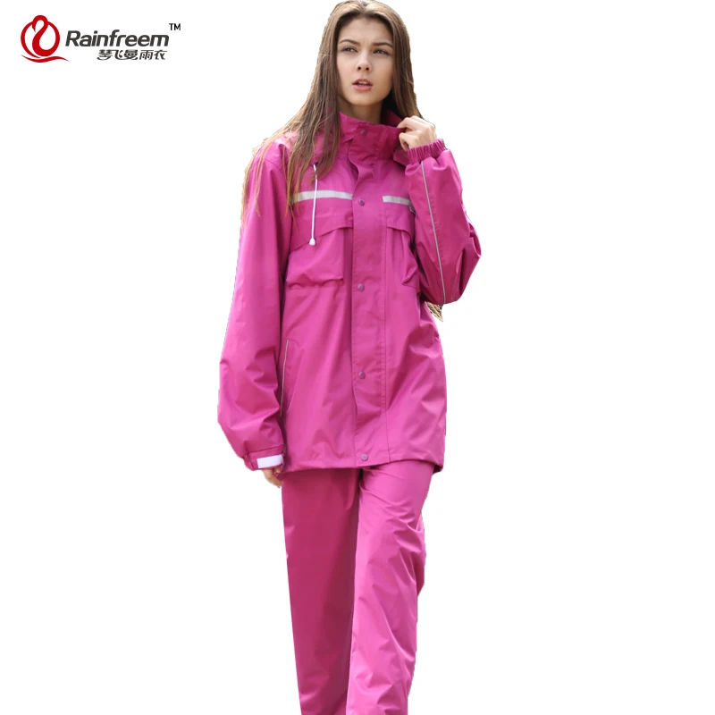 

Rainfreem Impermeable Raincoat Women/Men Hood Rain Poncho Waterproof Rain Jacket Pants Suit Rainwear Men Motorcycle Rain Gear