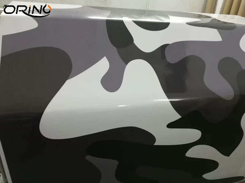 Large Black Grey White Camouflage Vinyl Camo Car Wraps Foil With Air Free Bubbles Vehicle Body Wrapping Sticker