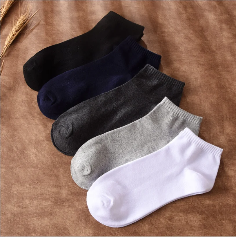 10 Pair High Qualisty Men Ankle Socks Summer Cotton Black White Business Leisure Sports Sock For Men\'s Dress Gifts Sox Size44-48