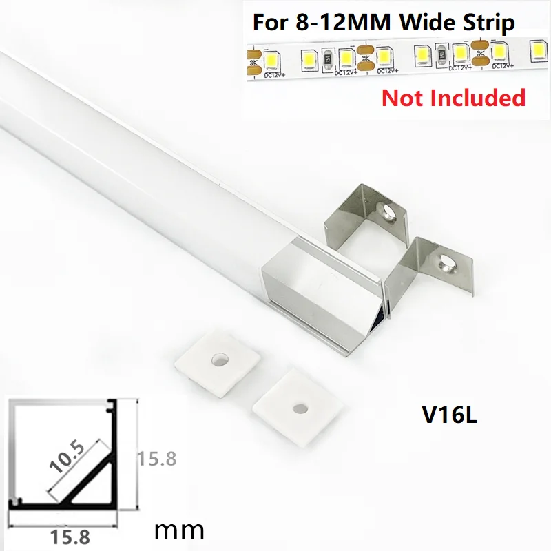 40m/Lot 20-Pack 2M Aluminium Profile 90 Degree Corner 5-12mm Wide Strip LED Bar Light Vertical Right Angle V Channel L Diffuser