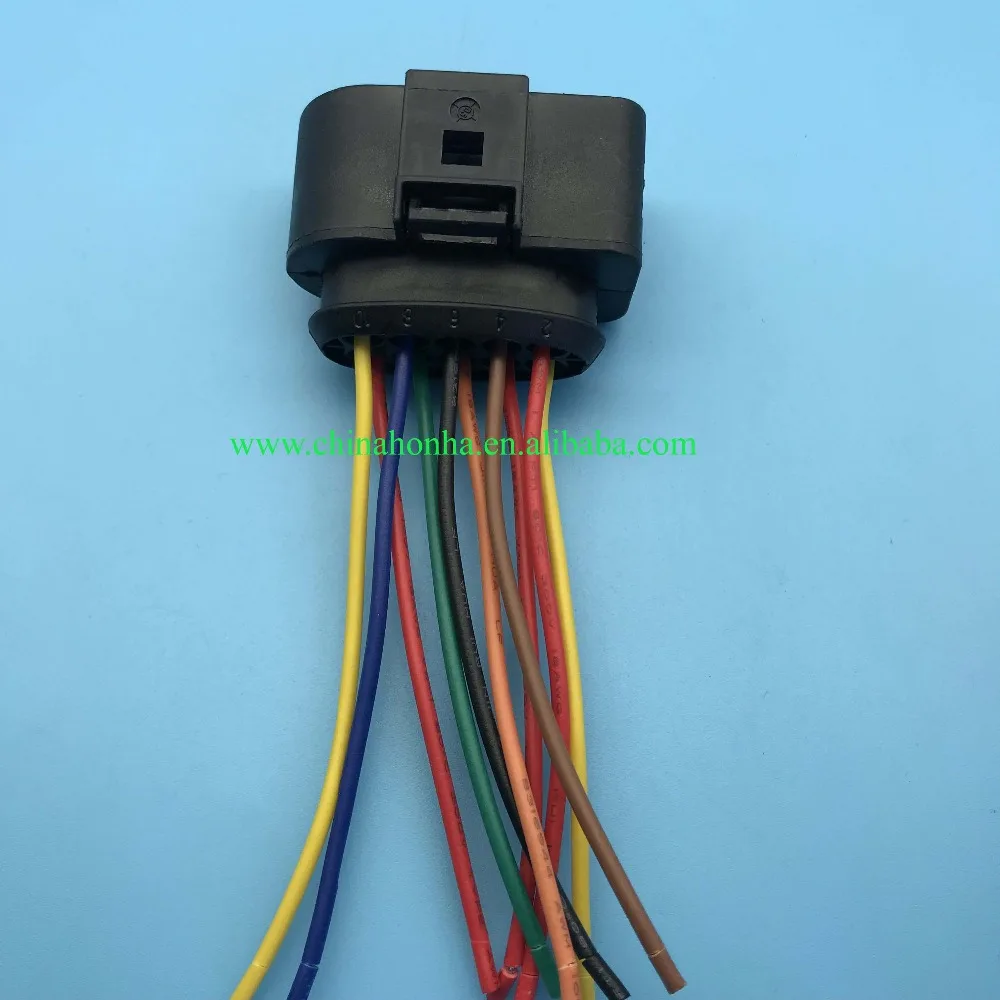 

Free shipping 10 Pin Car HeadLight Headlamp Plug Pigtail Connector Wiring Adapter 1J0973735 1J0 973 735 with 10cm 18AWG wire