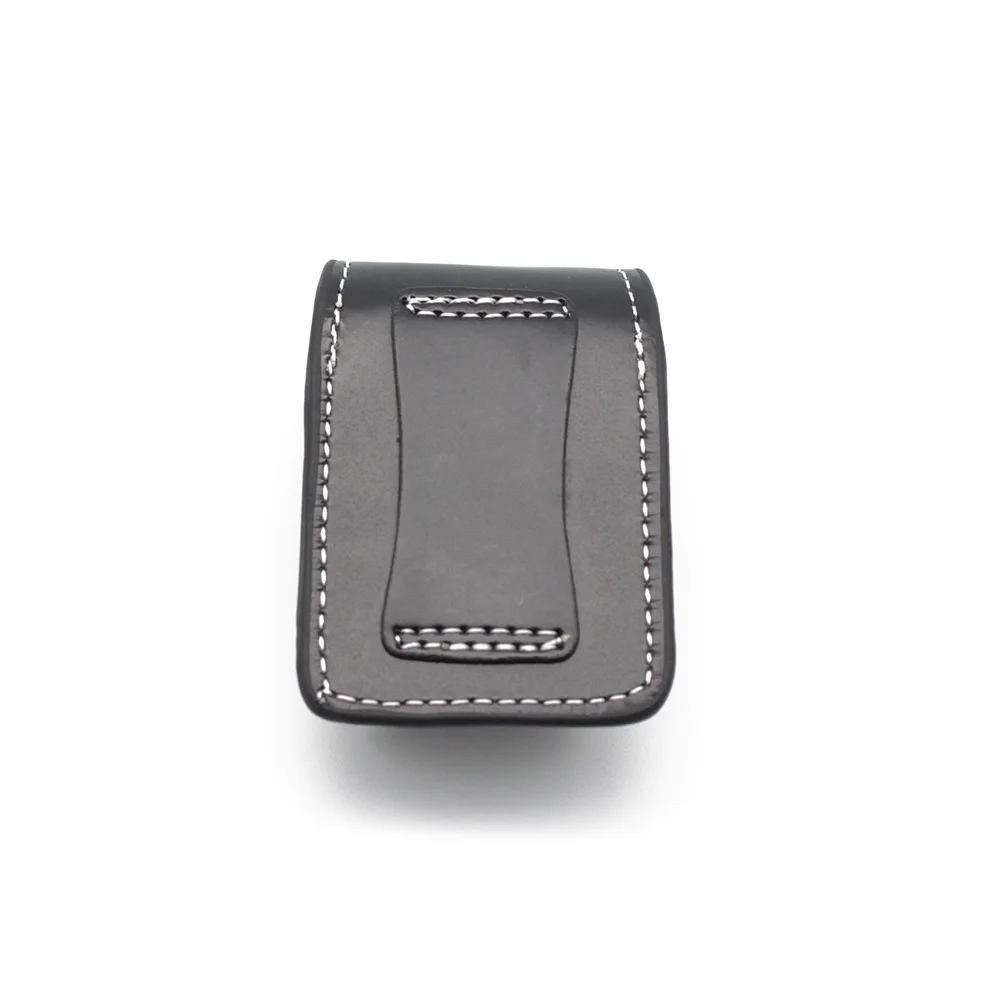 1Pcs Portable leather Lighter Cover Box Black Leather Clasp Style Lighter Case Pouch Best Gift