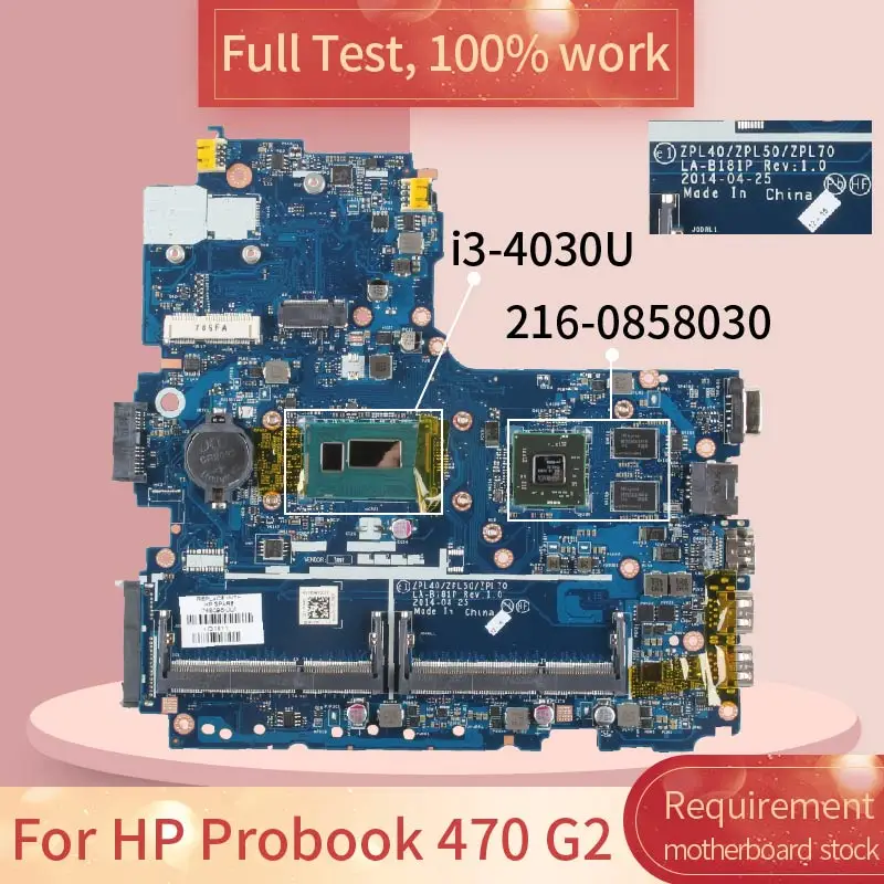 I3 I5 4th/5th Gen For HP Probook 440 450 G2 Laptop Mainboard LA-B181P With GPU 776583-001 807227-601 Notebook Motherboard Tested