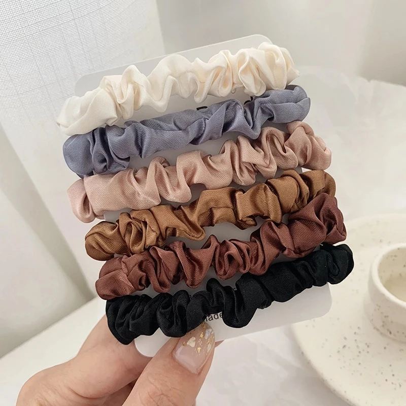 5/6Pcs Woman Scrunchies Silk Hairband Hair Ties Girls Ponytail Holders Rubber Band Elastic Hair Bands Fashion Hair Accessories