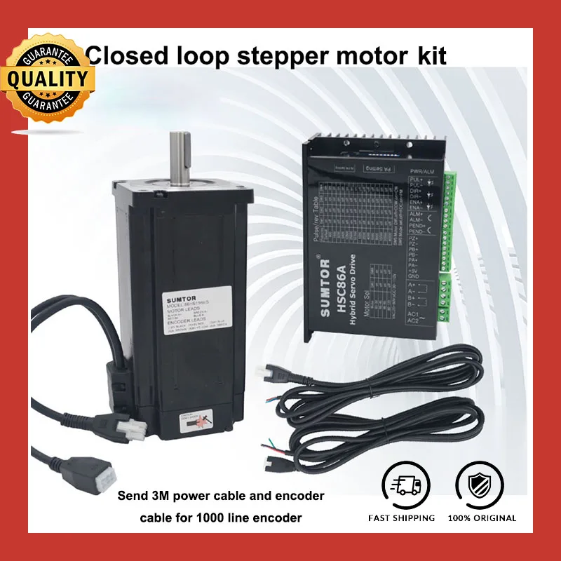 2 Phase Closed Loop Stepper Nema34 Kit Motor and Driver Kit CNC Drive HSC86A 12Nm Not Lose Step