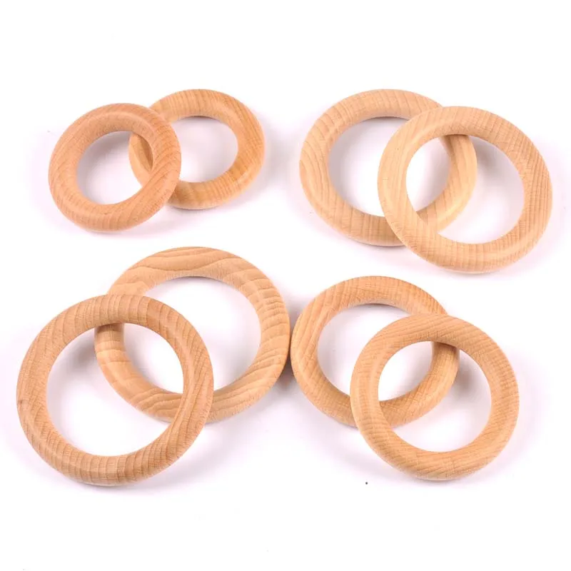 2pcs Natural beech Wood Circle DIY Crafts Embellishment For Wooden Ring Children Kids Teething Ornaments 40/50/55/60/65/70mm