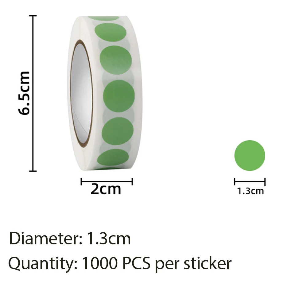 1000 PCS 1.9cm Color Dot Label Sticker  Classification Mark Coated Paper Sticker Rolls  Kawaii Stationery  Aesthetic