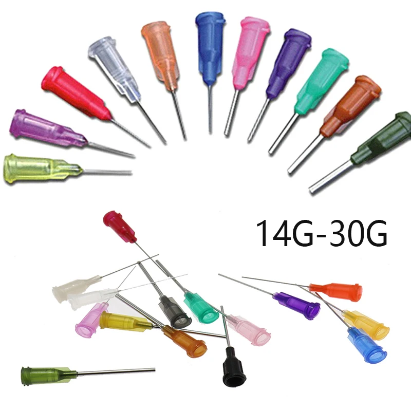 50pcs 12mm Precision Tips Liquid Dispenser Syringe Needles Tips 304 14G -30G Gauge Tips Glue Dispensing