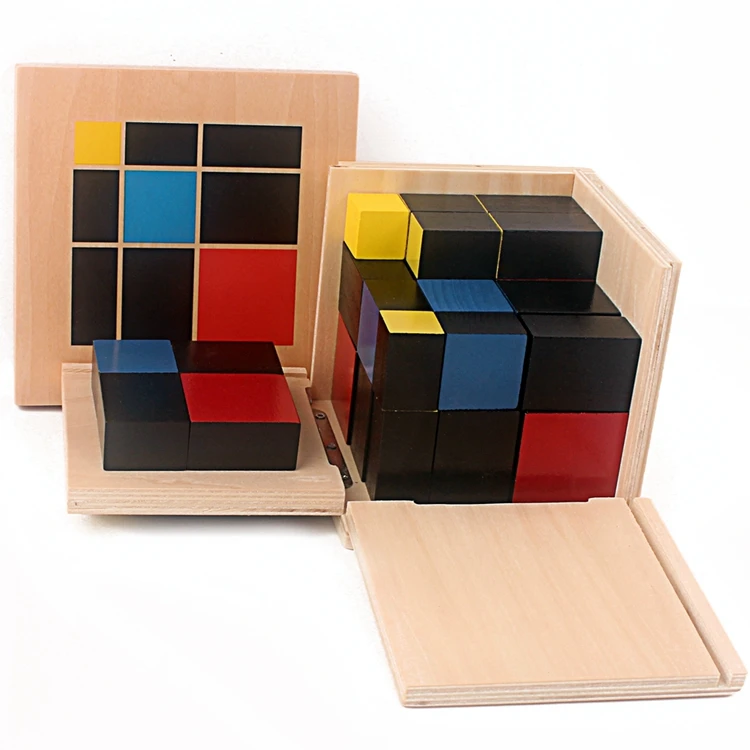 Montessori Rekenen Algebraïsche Binomiale Kubus Trinomiale Kubus Houten Speelgoed Wiskunde Materialen voor Elementair Houten Wiskunde Speelgoed