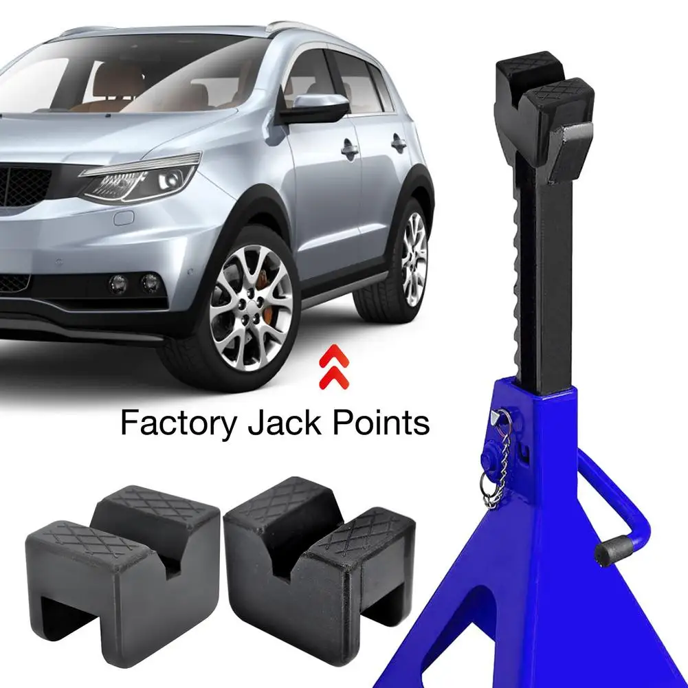 Car Lift Jack Stand Rubber Pads Black Rubber Slotted Floor Jack Pad Frame Rail Adapter Heavy Duty Universal Jack Support Block