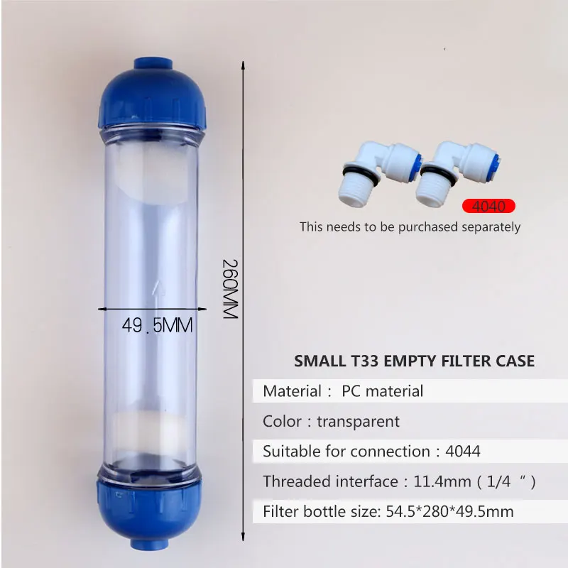 Water Filter T33 Cartridge Housing Diy Transparent T33 Shell Filter Bottle Fittings Water Purifier For Reverse Osmosis System