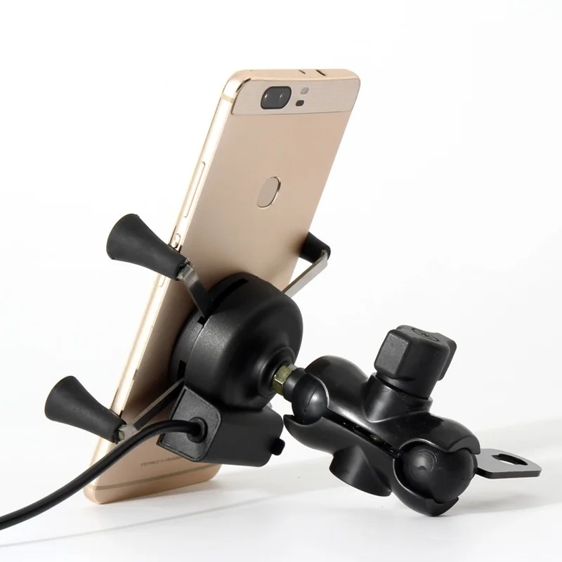 Motorcycle Motorbike Handlebar Mirror Holder Mount Stand GPS W/ USB Charger Electric Car Mobile Phone holder For iPhone Huawei