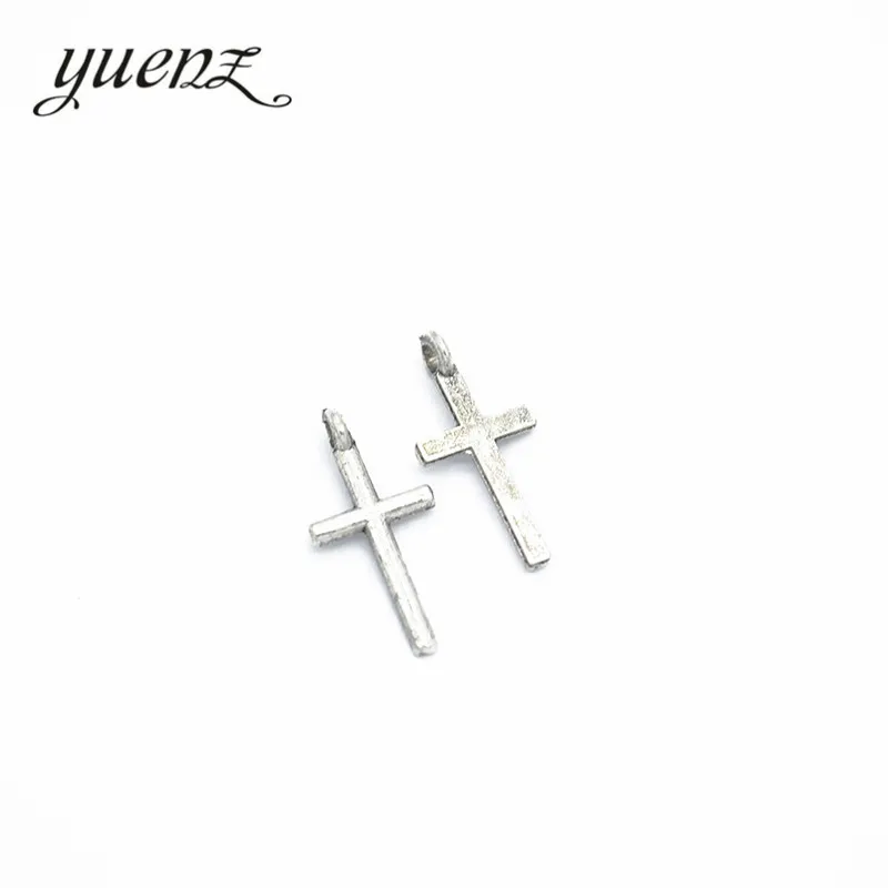 YuenZ 100pcs Antique silver color Charms  cross Plated Pendants  Jewelry Making DIY Handmade Craft 17*8mm T60