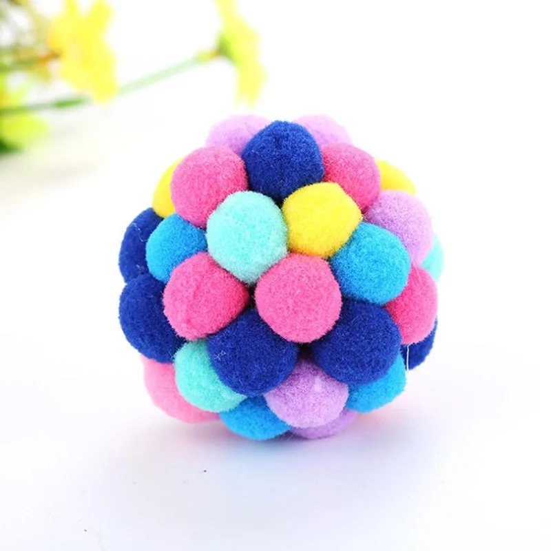 Pet Cat Toy Colorful Handmade Bouncy Ball Interactive Toy Cat Plush Cat Toy Set Cat Toys Interactive Mini Pet Supplies