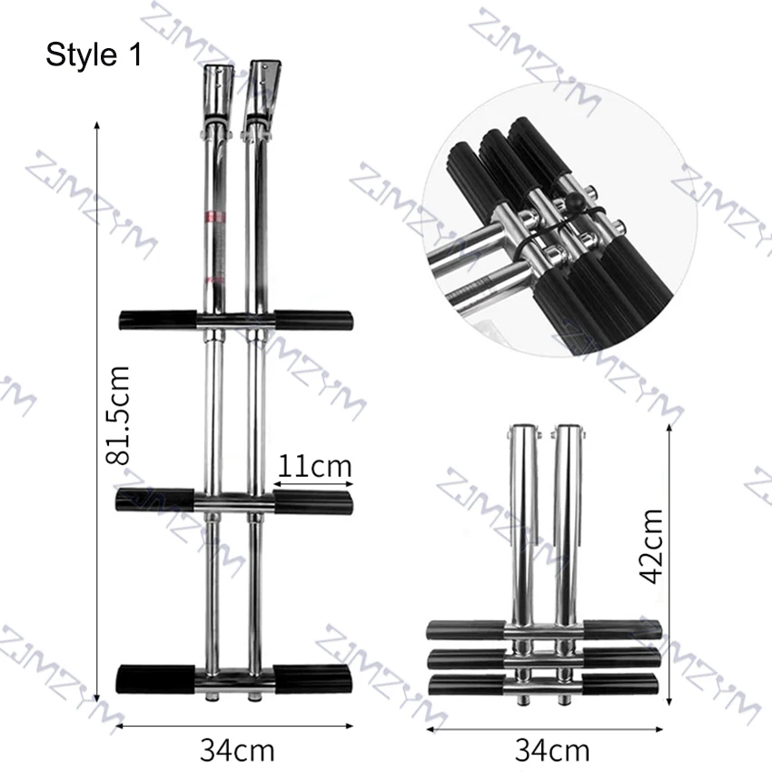 Marine Telescopische Ladder 3 Secties Folding Ladder Boot Duiken Ladder Rvs Boot Ladder Mariene Hardware Accessoires