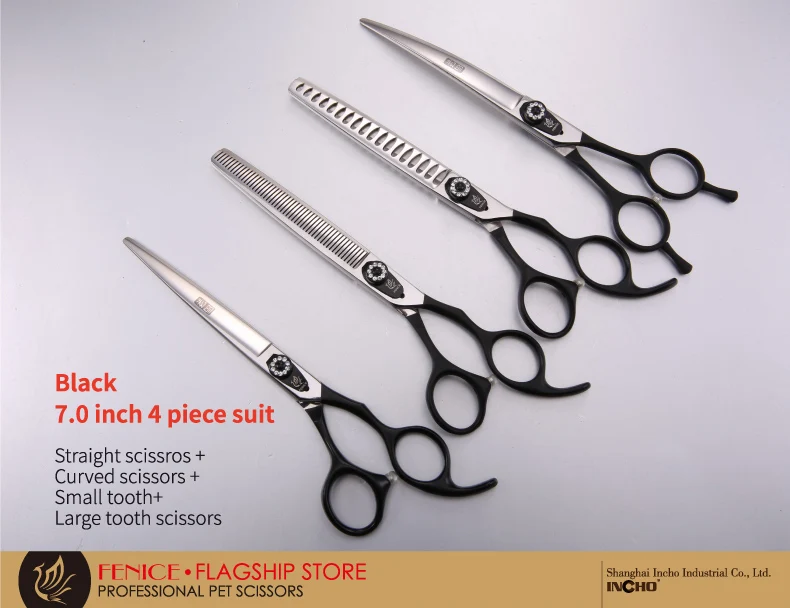 Fenice Hund Schere Set Gerade & Ausdünnung & Gebogene Hundesalon Schere Kits Bichon Teddy Bomei Hund Grooming Schere Set werkzeug Set – Detail 24
