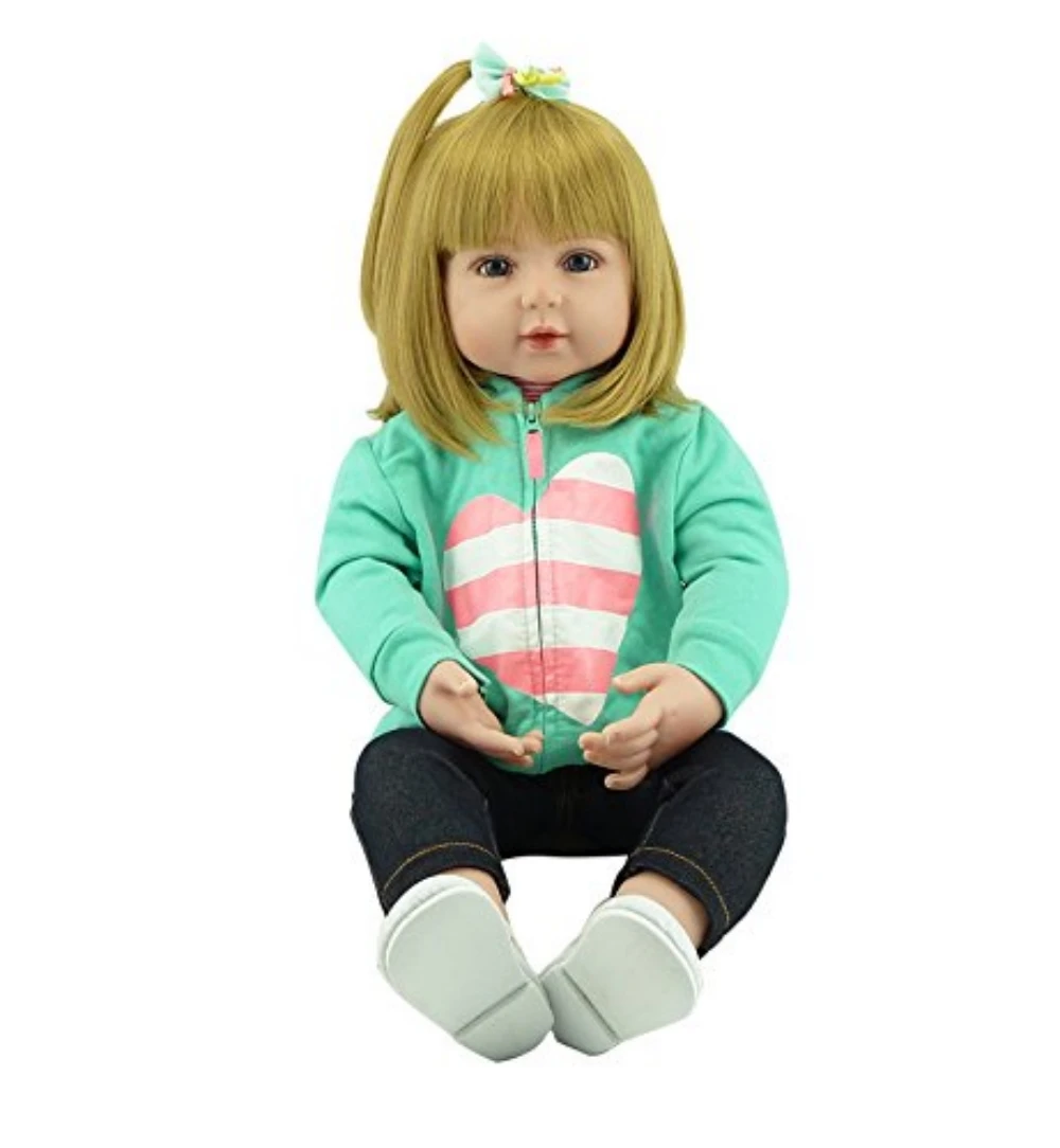 

bebe Doll Reborn 60cm Soft Touch Silicone Reborn Baby Dolls Vinyl Toys Big Dolls For Girls Baby Dolls With Blond hair