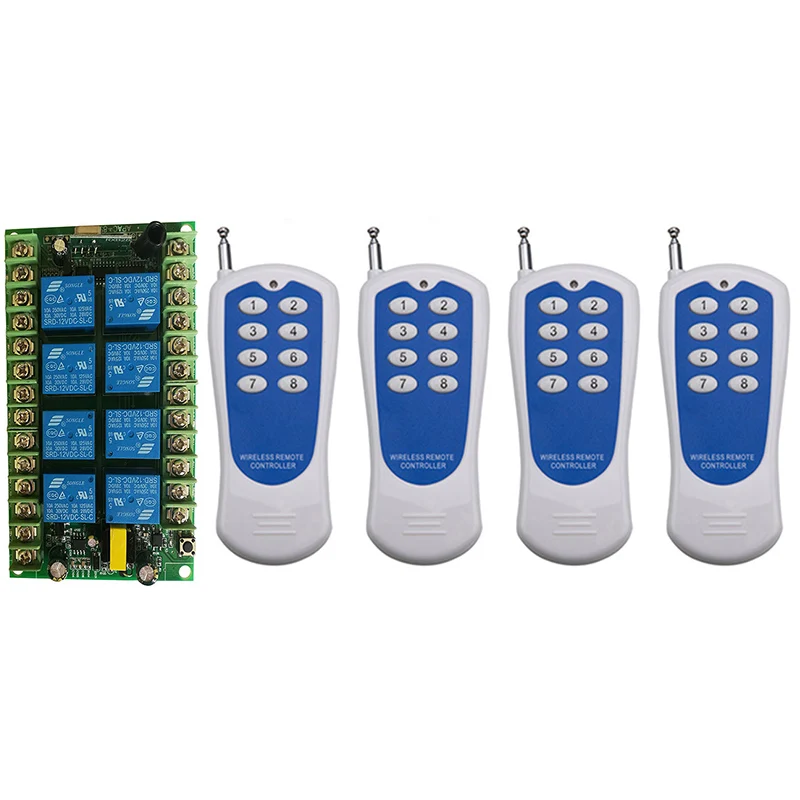 500m AC 220V 8 Channels 8CH RF Wireless Remote Control Switch Remote Control System receiver transmitter 8CH Relay 315/433 MHz