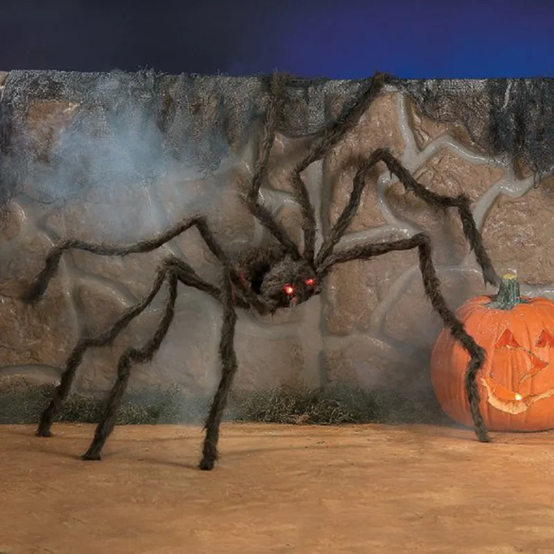 

2m Giant Hairy Spider with LED Eyes for Halloween Decoration Haunted House Bar Party Decoration room escape props