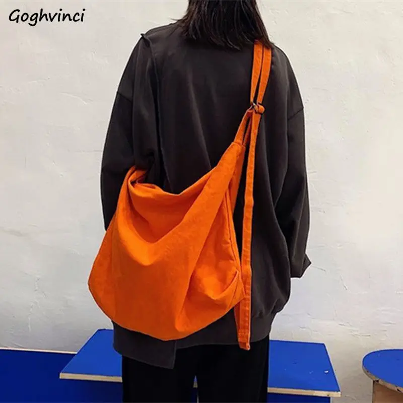 Canvas Shoulder Bags Large Capacity for Students Simple Unisex Retro Ins Crossbody-bag College Chic High Street Harajuku Vintage