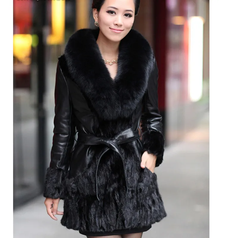 Real Women Genuine Leather Jacket Natural Mink Fur Coat Sheepskin Jackets Womens Clothing Jaqueta De Couro 930-1 YY751