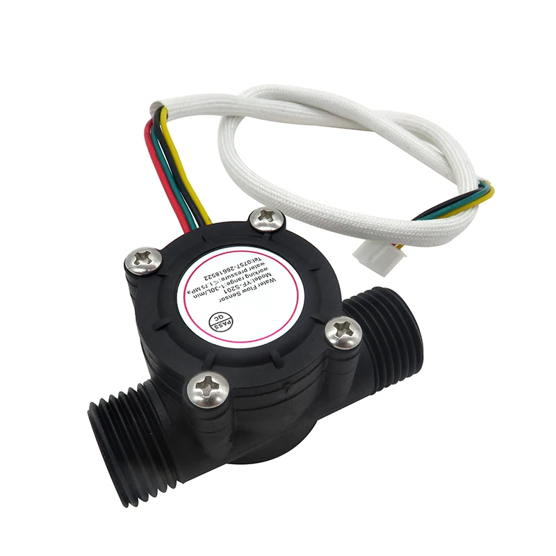 1/2" Water Heater Water Flow Sensor 1.75MPa Hall Sensor Turbine Flowmeter DC5~18V With Temperature Induction