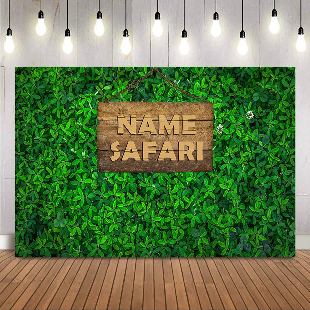 Name Safari Birthday Newborn Kids Portrait Backdrop Baby Shower Jungle Birthday Photo Background Studio Photocall Customize