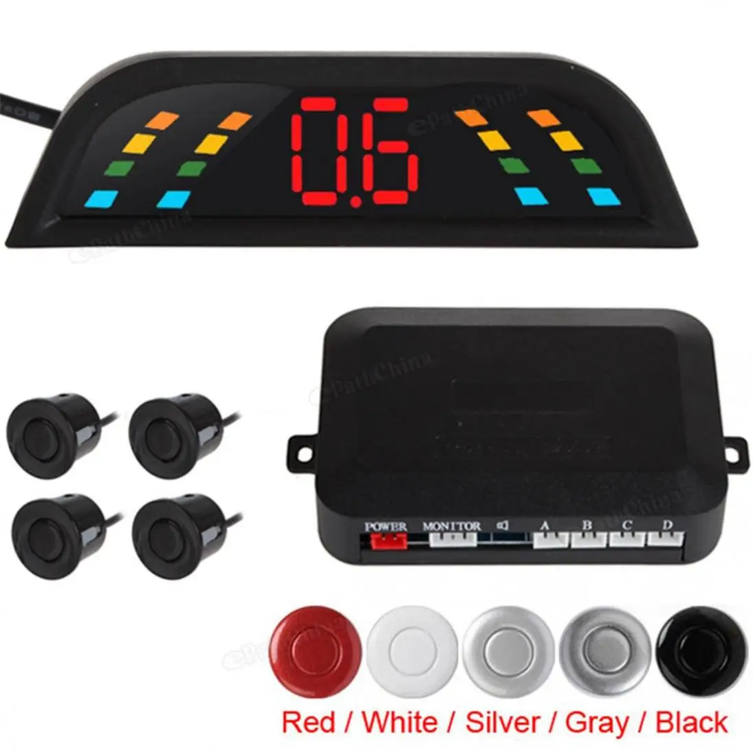 

4 Colors Auto Parktronic Led Parking Sensor Kit Display 4 Sensors For All Cars Reverse Assistance Backup Radar Monitor System