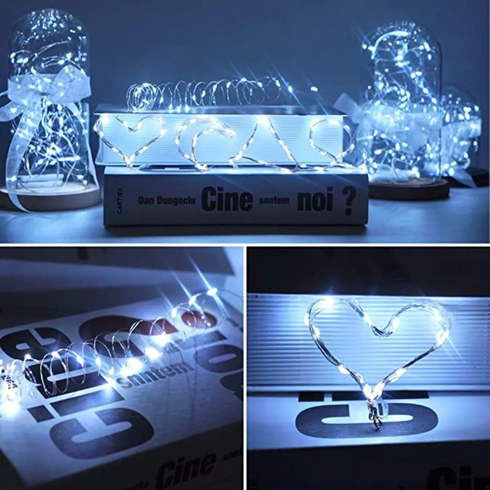 20 luces LED con batería y botón, alambre de cobre impermeable para boda, fiesta de Navidad, dormitorio, jardín, cuento de hadas, decoración de sueño, 2M