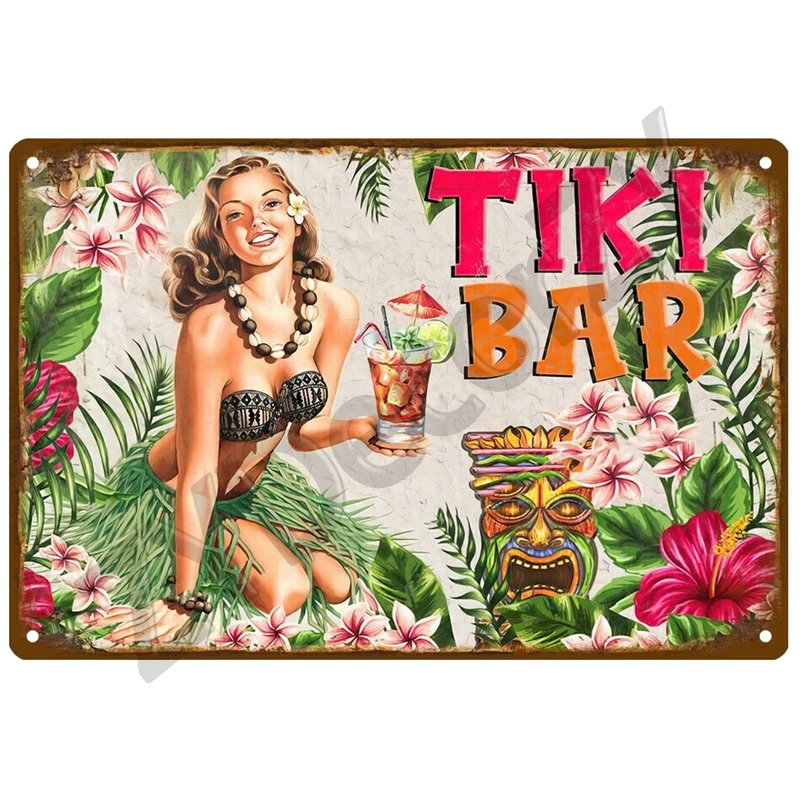 Hawaii Beach Blechschild Poster Vintage Wandposter Metallschild Dekorative Wandplatte Küchentafel Metall Vintage Dekor Zubehör – Detail 24