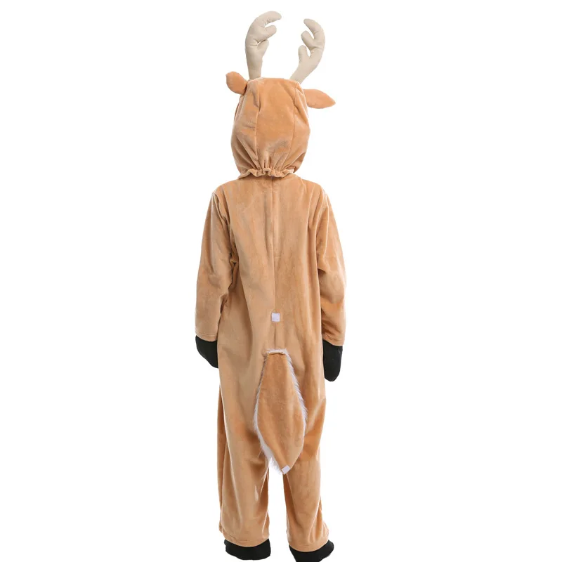 Umorden-Costume de renne de Noël pour enfants, elfe, faon, cerf, cosplay, combinaison, velours, confortable, enfants, filles, garçons, Noël