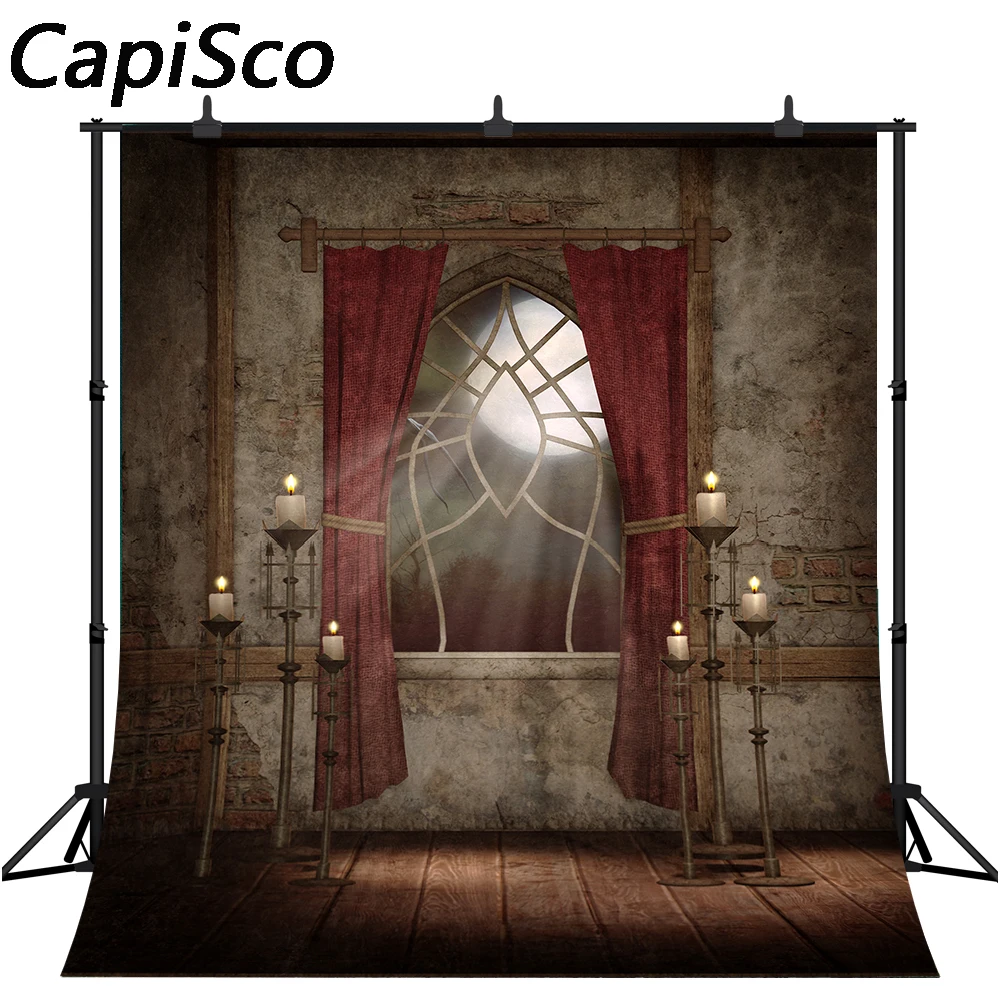 

Capisco Old room Arch Window curtain Photography Backdrops Halloween Photo Backgrounds Baby Portrait Photophone Photozone