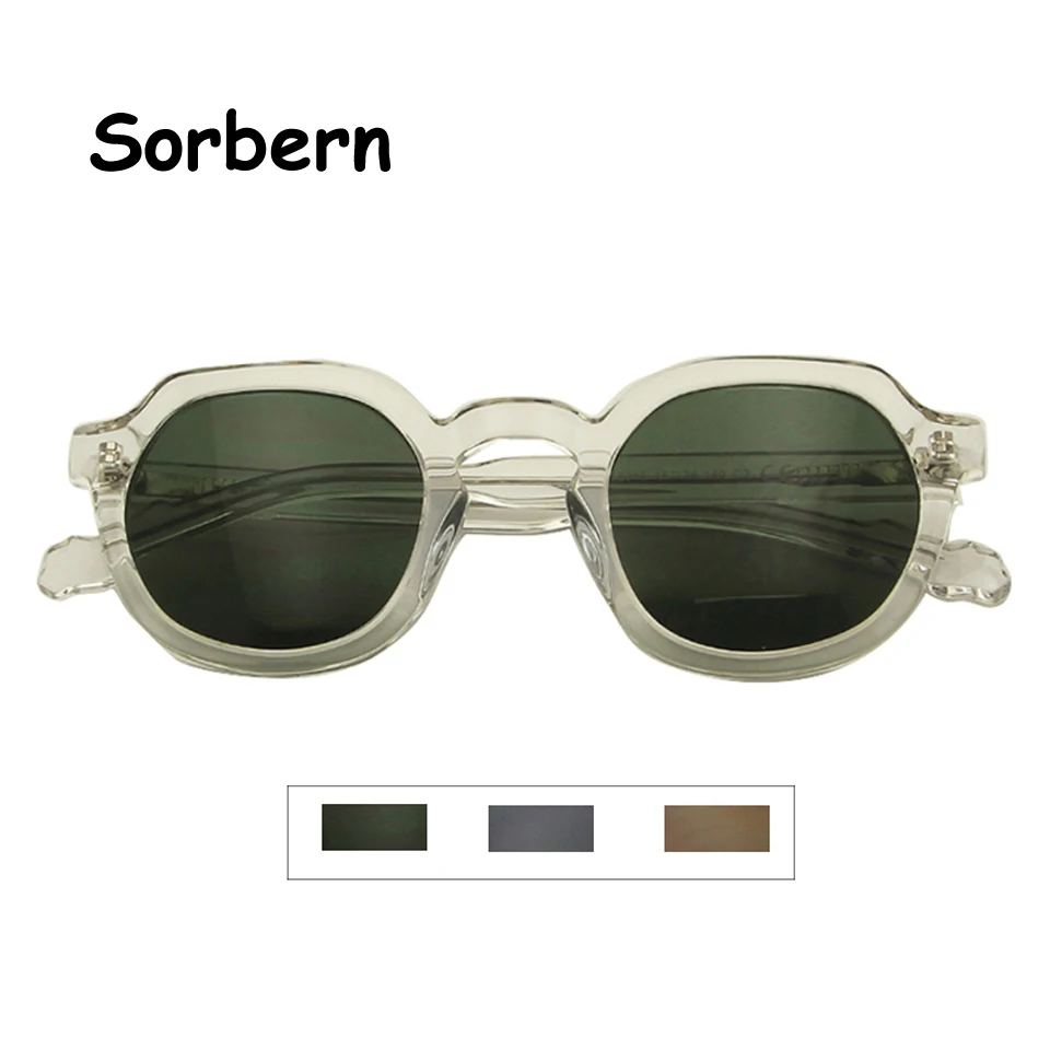 Acetate Men'S Sunglasses Round Glasses Vintage Retro Green Sunglasses Street Style Shades For Women Transparent Glasses UV400