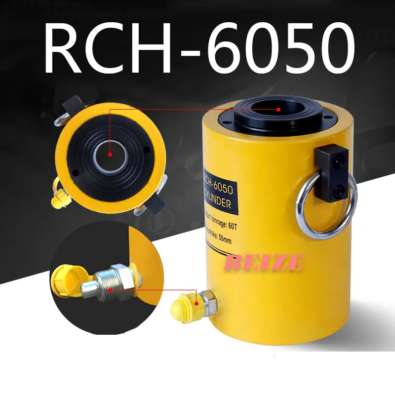 60 Ton 50mm Hydraulic Hollow Hole Cylinder Jack RCH-6050 Ram 60 Tons stroke 50mm