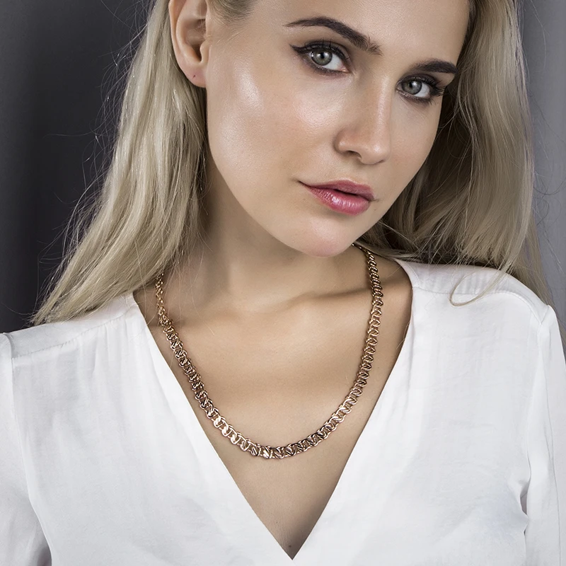 Vintage Necklace For Women Men 585 Rose Gold Color Venitian Curb Snail Foxtail Link Chains Necklaces Fashion Jewelry 5060cm CNN1 image 2