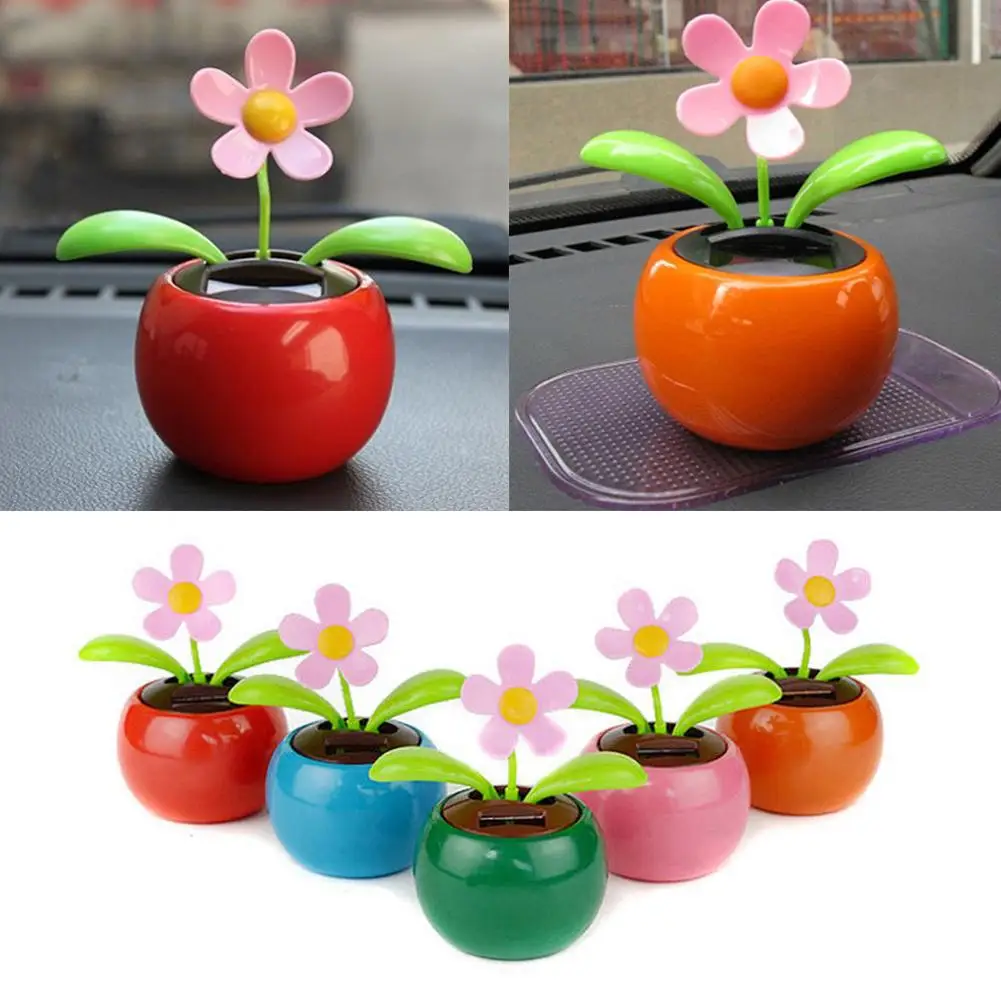 Solar Powered Automatic Swinging  Sunflower Dancing Animated Flower Toy Car Interior Decorations Styling Home Decoration