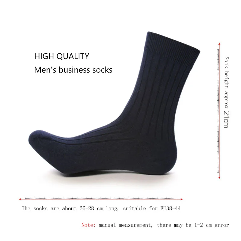 High Quality 5Pairs/lot New Men's Socks Cotton Black White Business Man Socks Breathable Stripes Double Needle Male Long Socks