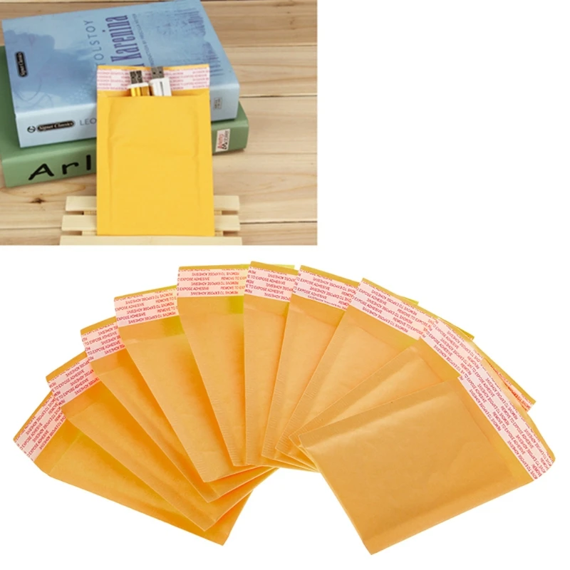 10 Pcs Kraft Bubble Mailers Yellow Padded Mailing Bags Paper Shipping Envelopes