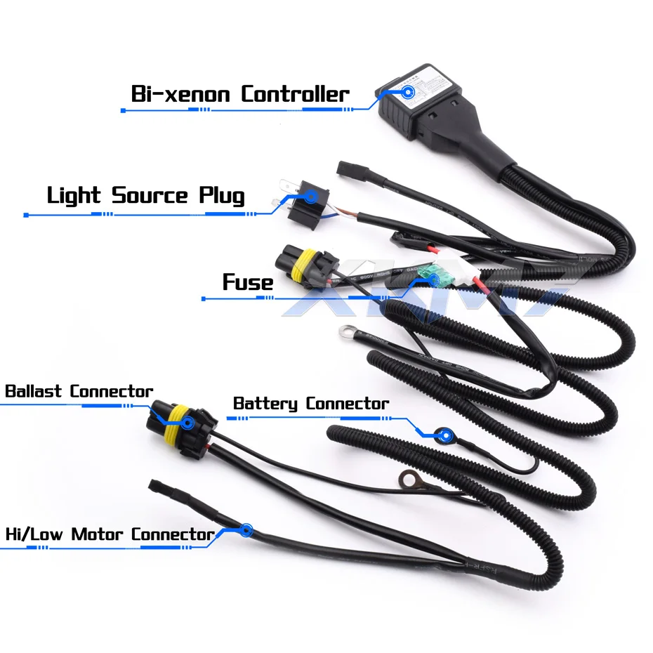 H4 9003 9004 9007 H13 Wiring For Car Headlight HID Bixenon Projector Lens Relay Harness Hi Low Beam Controller 12V 35W/55W