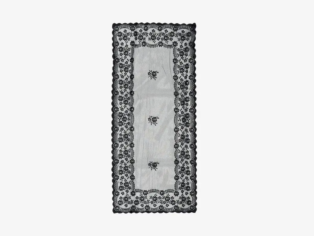 Knitting Board Patterned Console Cover Delicate Black