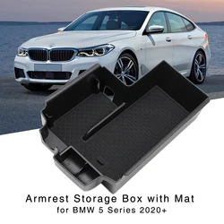 Center Console Armrest Storage Box for BMW 5 G30 / 6 Series GT G32 2017 2018 2019 2020 Interior Organizer Holder Tray with Mat