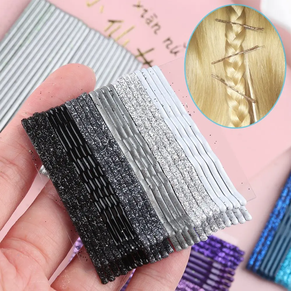 24PCS/Set Hot Sale Candy Colors Styling Tools Wavy Hair Clips Girls Headwear Glitter Bobby Pins Barrettes