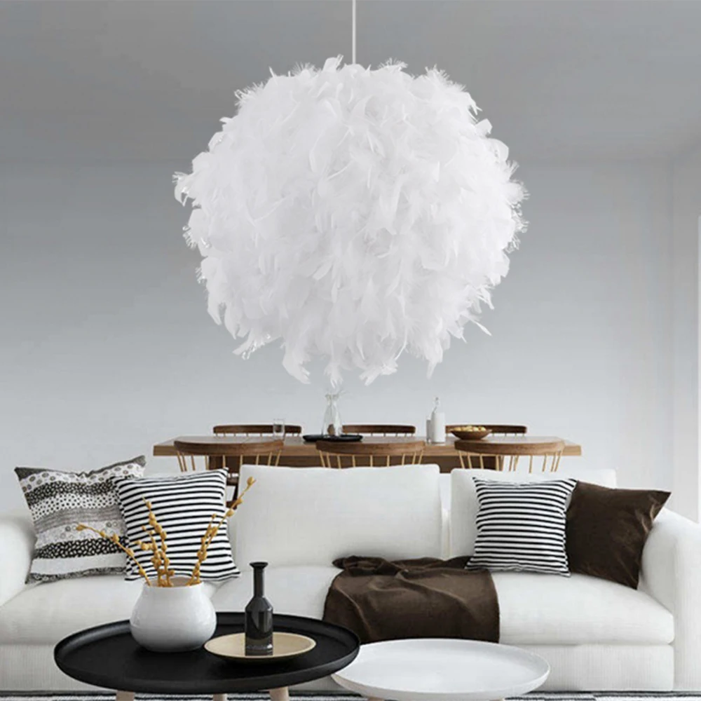 

New Creative Feather Ceiling Light White Modern Droplight Ceiling Lamp Bedroom Study Hanging Lamp Bedroom living room Lighting