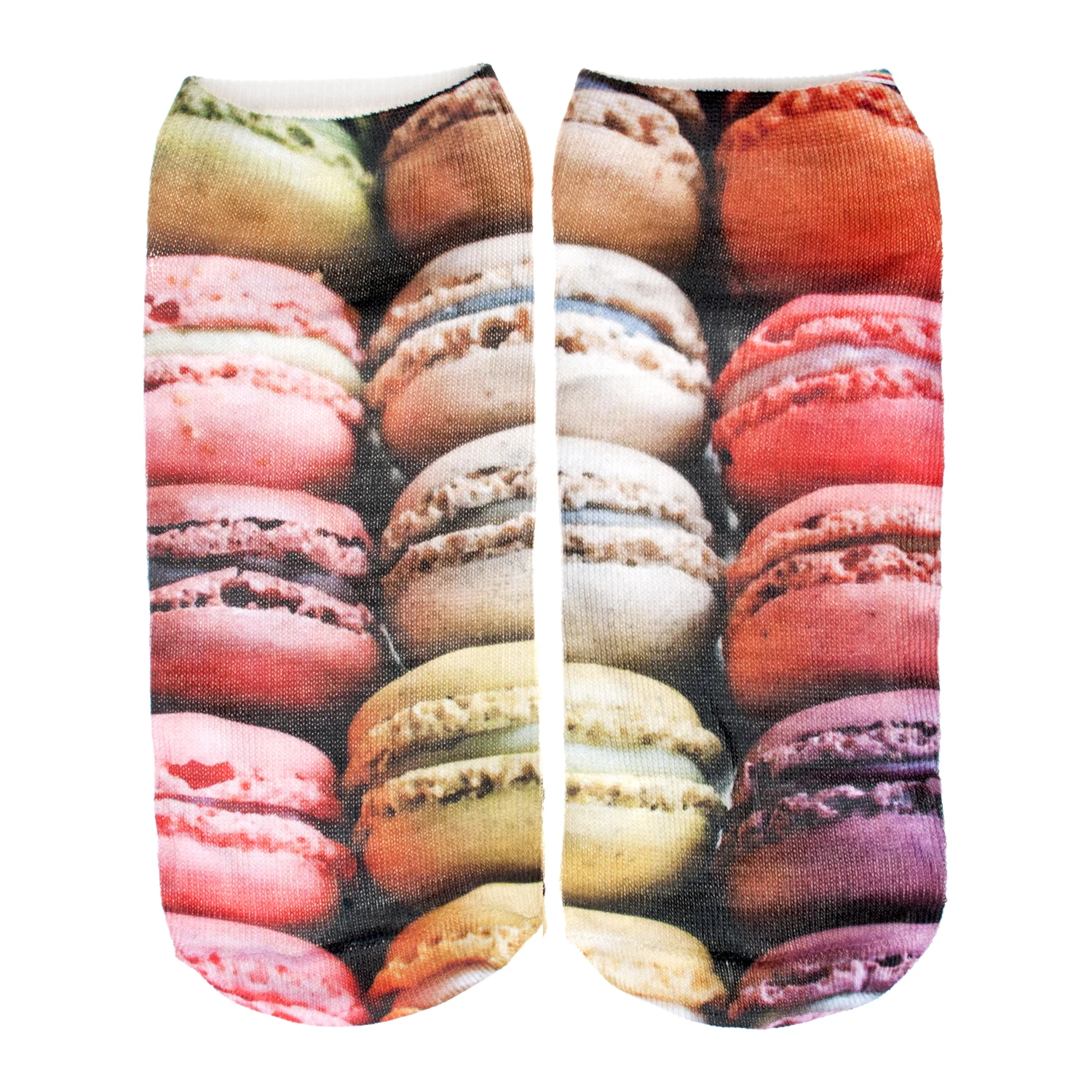 3D Printed Food Macaron / donut / ice cream cute cotton Low Ankle socks for women casual harajuku short socks 10 styles