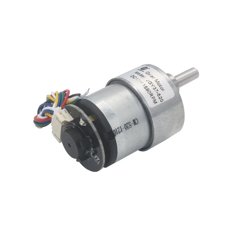 Eccentric Shaft 37mm Diameter Geared Motors 12V 24V 7RPM -1590RPM DC Gear Motor With 2 phases signal feedback Encoder 11pulses/T