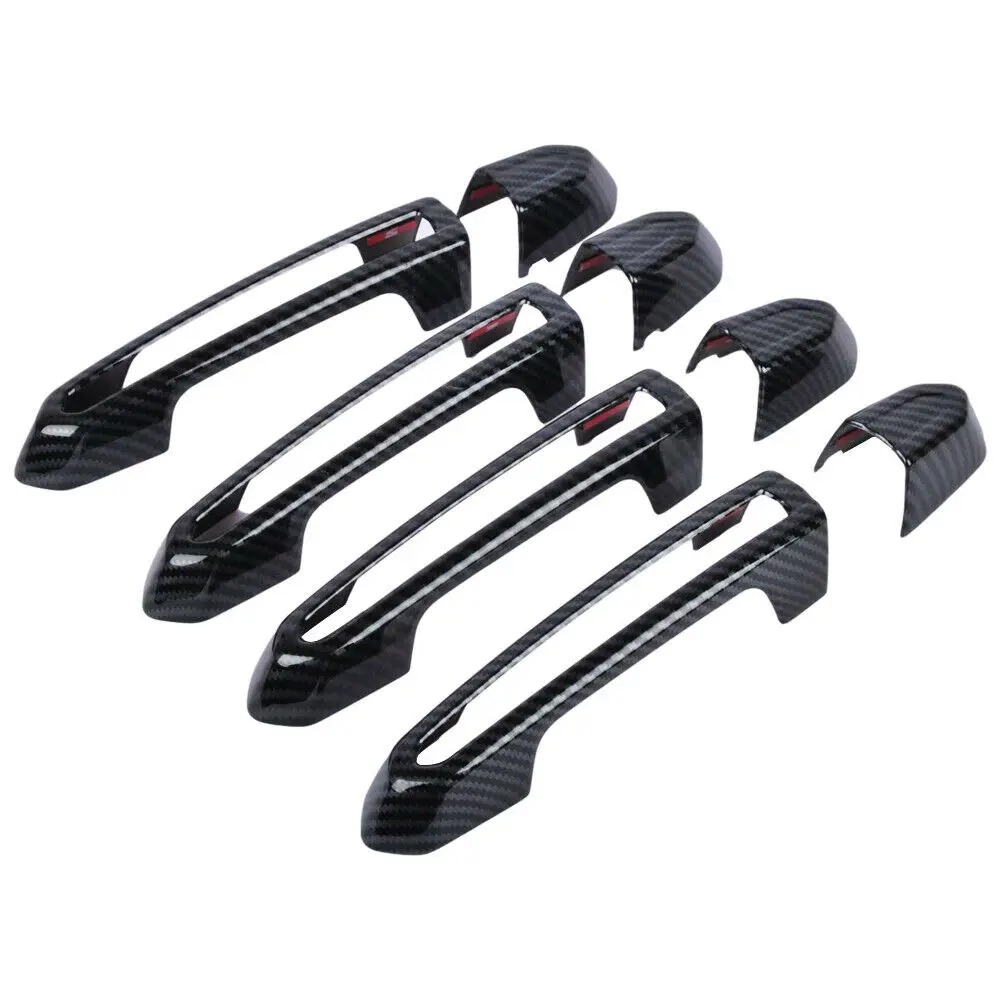 

4Pcs Brand New Side Door Handles Cover Trim Carbon Fiber Grain ABS Plastic Made Fit For Cadillac ATS XTS CT6 XT4 XT5