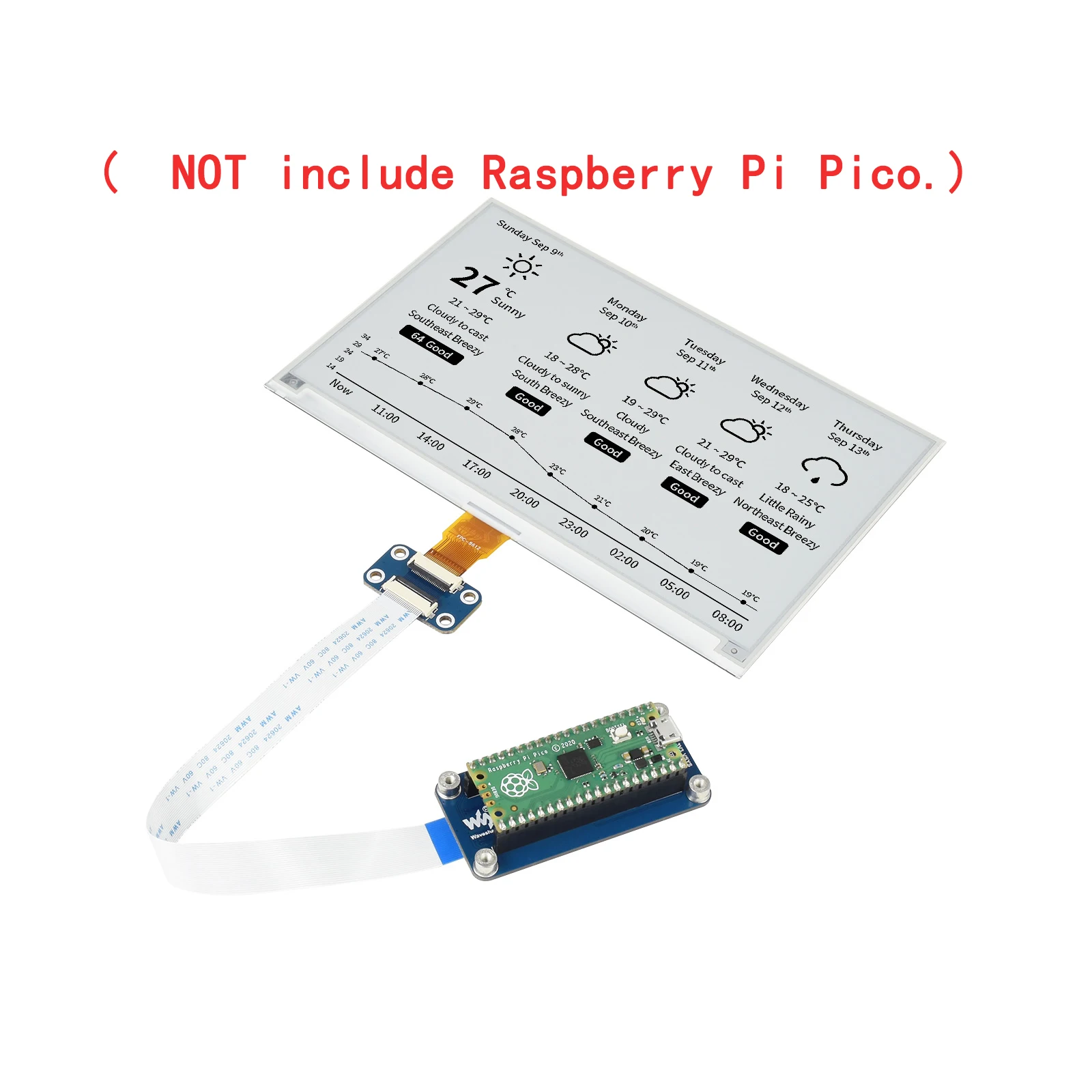 

7.5inch 800X480 E-Paper E-ink Display Screen Expansion HAT Starter Kit for RPI Raspberry Pi PICO W WH RP2040 Board Accessories